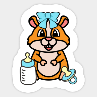 Cute Hamster Gender reveal - its a boy Sticker